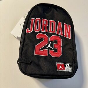 NIKE AIR‎ JORDAN Jersey 23 Zip Insulated Lunch Bag Box Camp Black Red Patch NEW